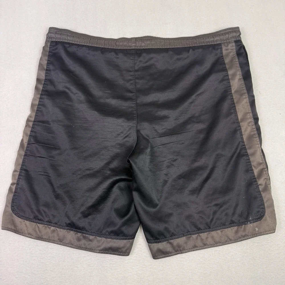Vintage Nike Board Shorts Mens XXL Black Brown Swim‎ Trunks Y2K Swoosh